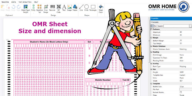 Size and dimension of an OMR Sheet